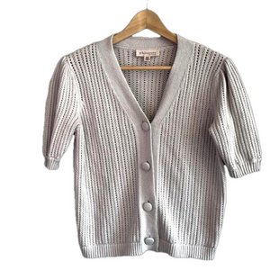 Philosophy Crochet Cardigan Short Sleeve Grey Viscose Blend Size Medium